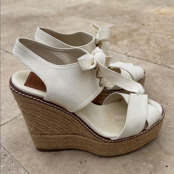 Tory Burch Cream Espadrille Wedges - Picture 2 of 8